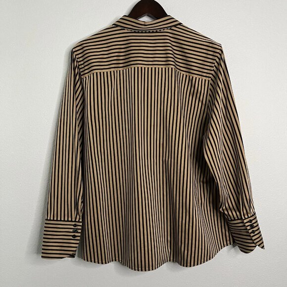 NWOT Chico’s Women’s No Iron Golden Stripe Sateen Shirt Size XL - Picture 6 of 13